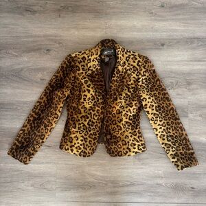 Vintage Spiegel Faux Fur Leopard Blazer Jacket 4